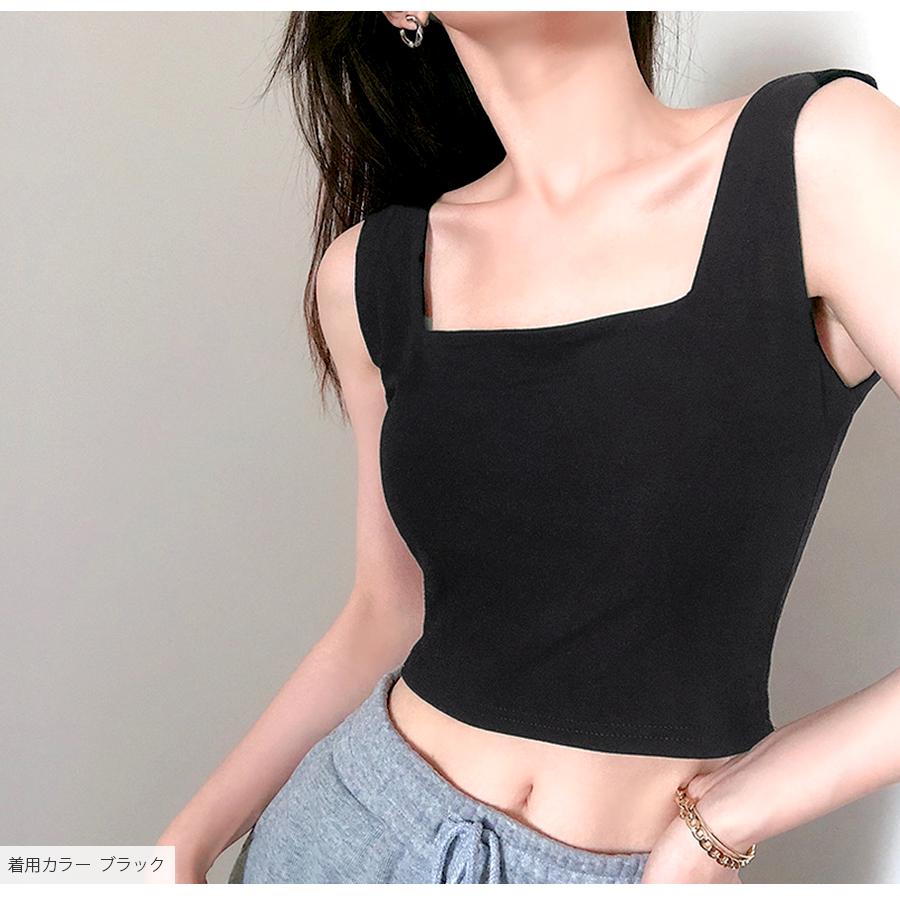 ★新品未使用　タグ付き★ クロスショートタンクトップＳ　ブラック タンクトップ ショート丈 スクエアネック 春 夏 トップス カジュアル