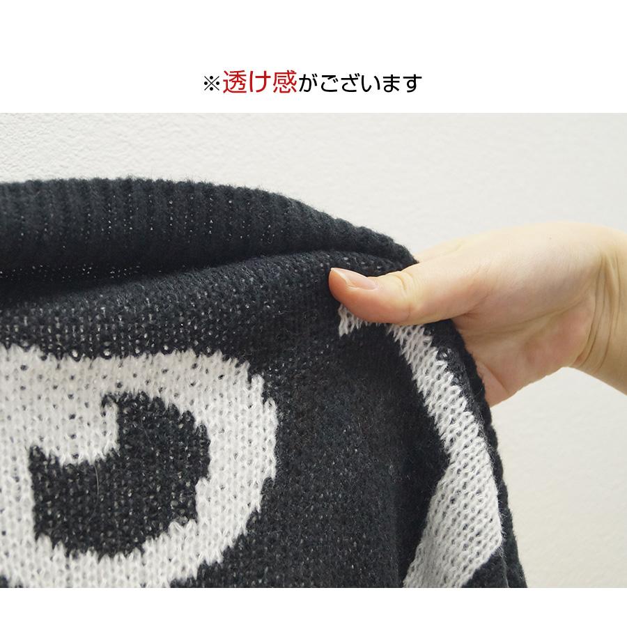 ニット トップス ロゴ 英文字 クルーネック 長袖 韓国ファッション