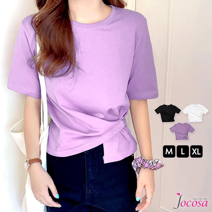 韓国風 レディース 半袖Tシャツ 新しい夏 気質 ファッションTシャツ パープル L