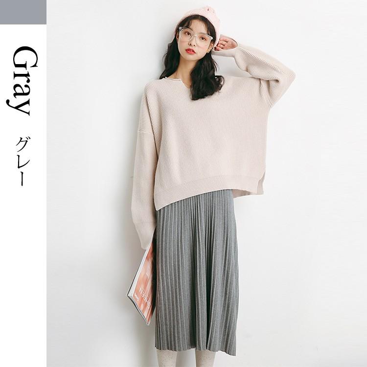 スカート ニット プリーツスカート 秋 冬 ミモレ丈 ロング 膝下