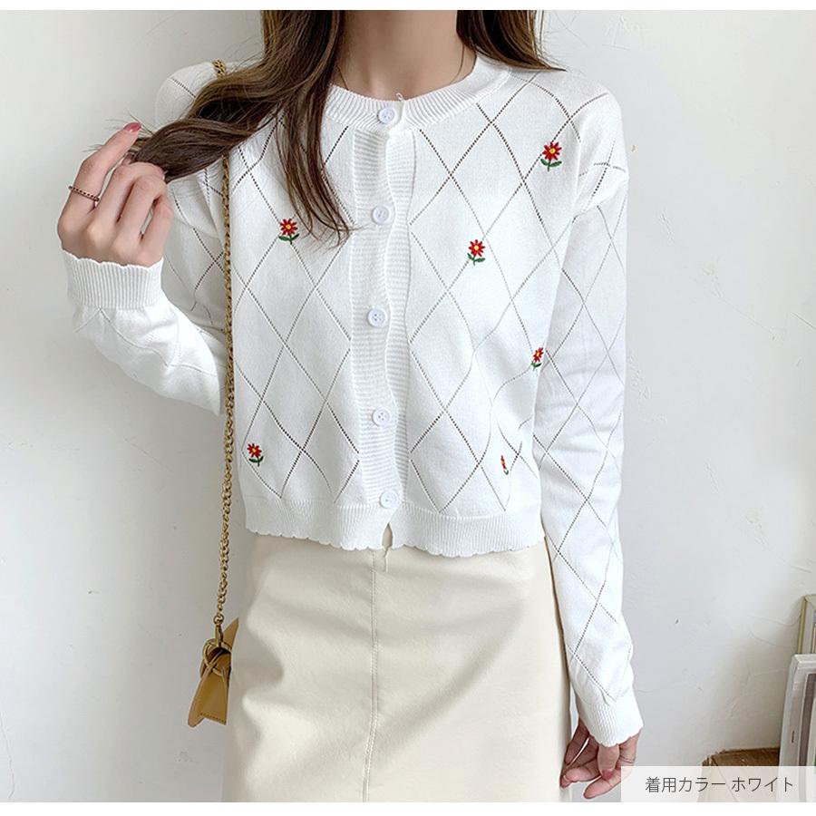 カーディガン 長袖 秋服 韓国ファッション 秋冬 ニット トップス 花