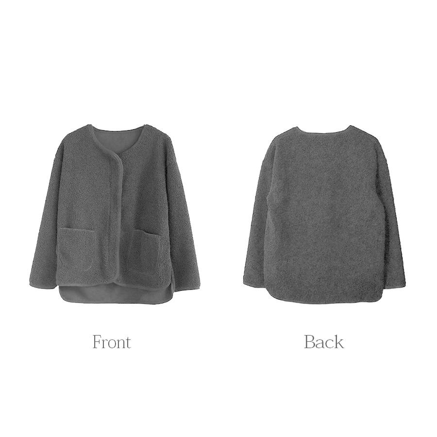 ジャケット 襟なし ボア アウター ブルゾン 長袖 ファスナー ポケット