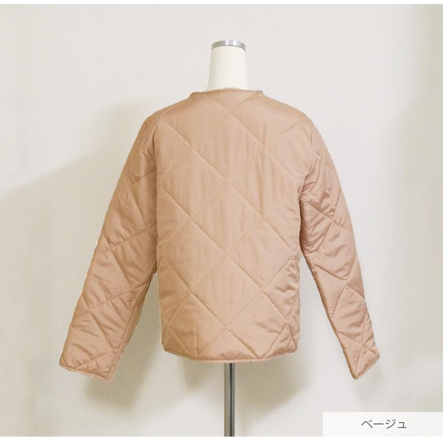 【専用】新品キルティング ジャケット#ベージュ ジャケット ノーカラー キルティング アウター ブルゾン 長袖