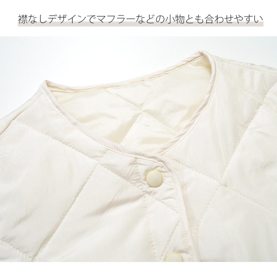 ジャケット ノーカラー キルティング アウター ブルゾン 長袖 ボタン