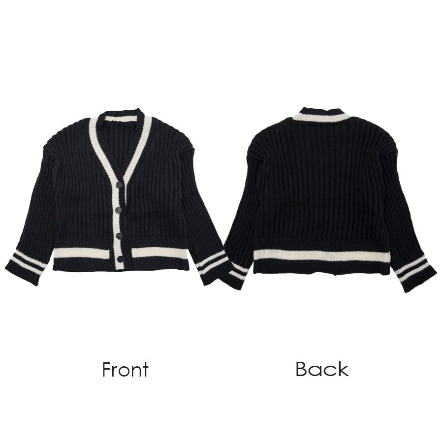 カーディガン ニット Vネック ショート丈 長袖 シンプル トップス 春