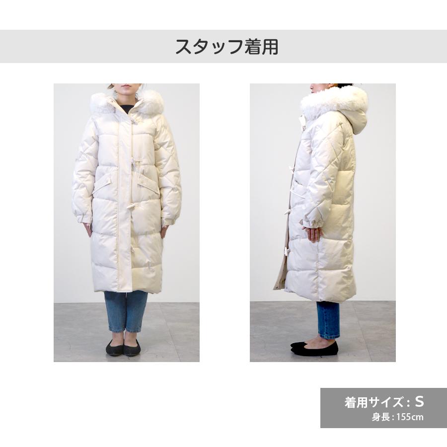 ダウン アウター フード付き ファー コート ダウンコート ブラック