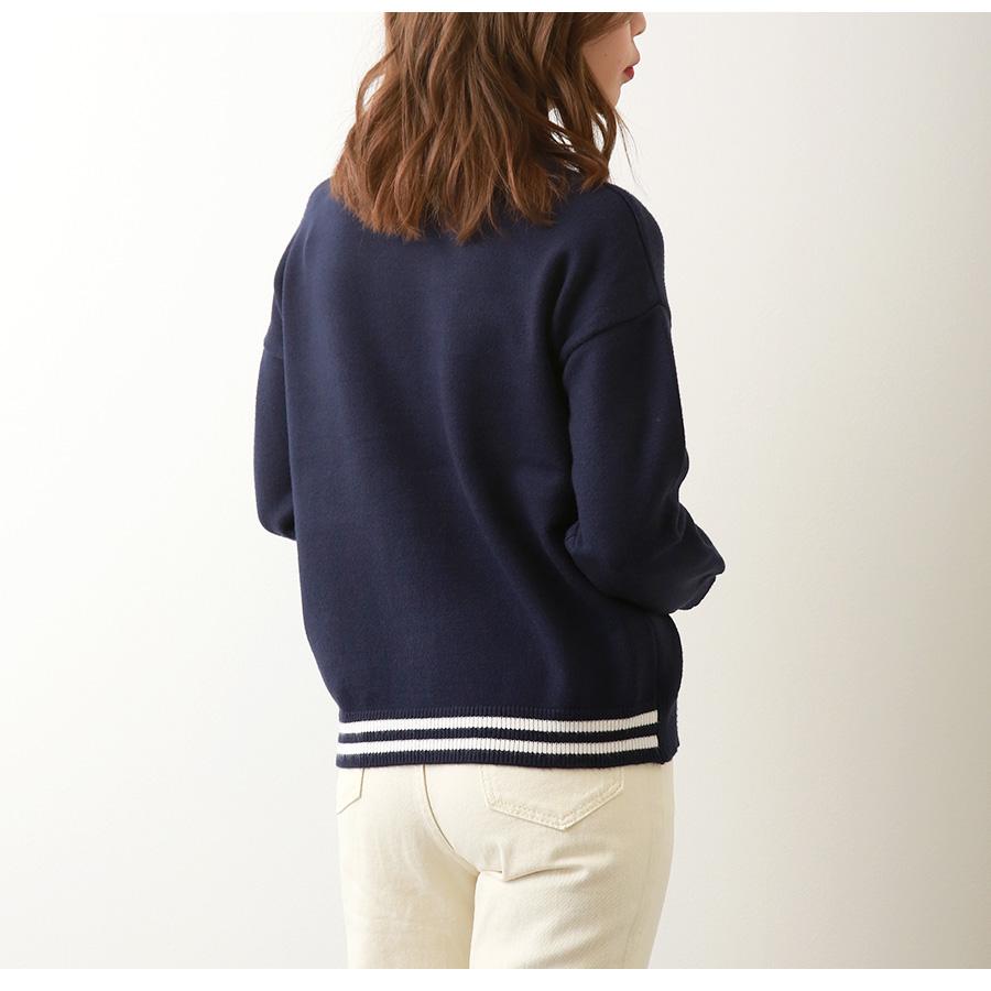 カーディガン ニット Vネック 長袖 カーデ ボタン 刺繍 猫 羽織り