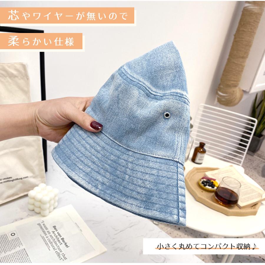 バケットハット デニム 帽子 レディース タグ 折りたたみ バケットハット デニム 帽子 レディース タグ 折りたたみ