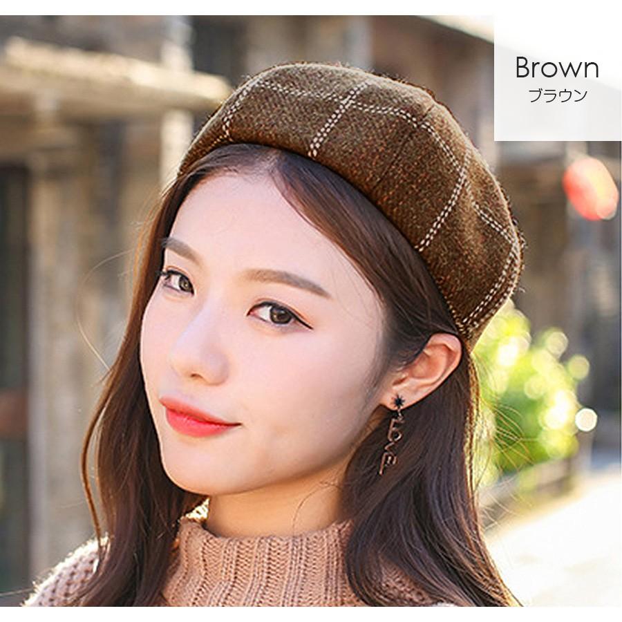 ベレー帽 チェック柄 チェック レディース ベレー 帽子 春 秋 冬