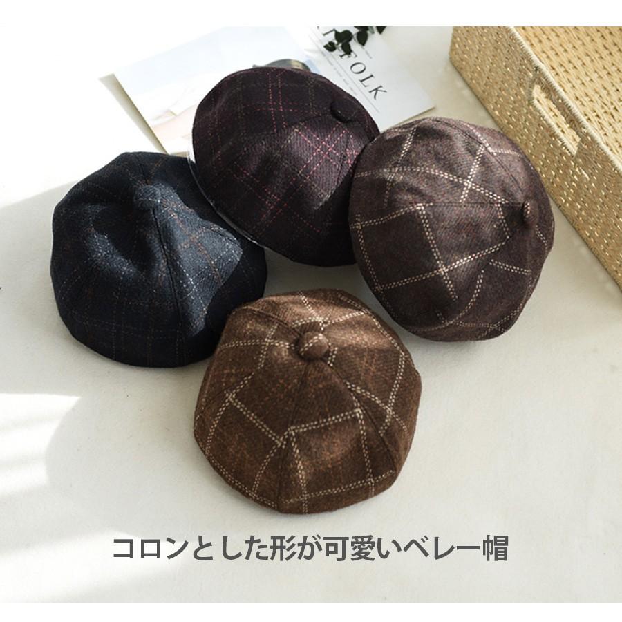 ベレー帽 チェック柄 チェック レディース ベレー 帽子 春 秋 冬