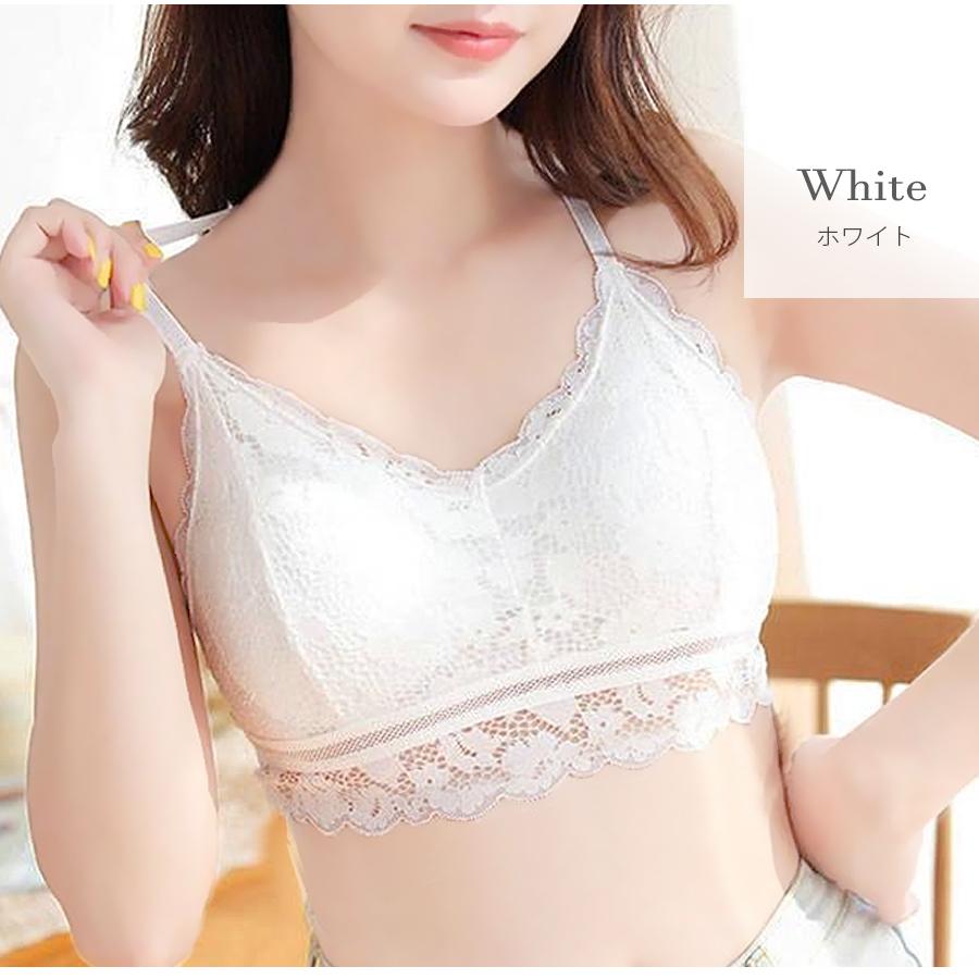 ブラトップ レース キャミソール カップ付き 花柄 ストレッチ 背中