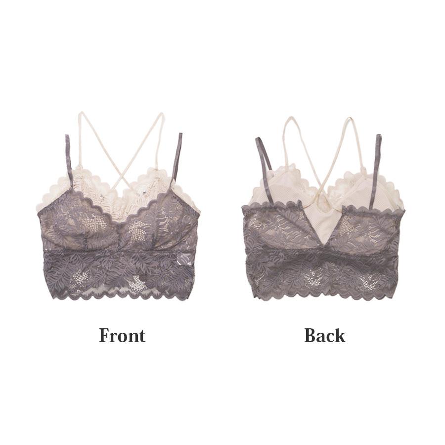 ブラトップ レース キャミソール カップ付き 総レース 見せブラ バック