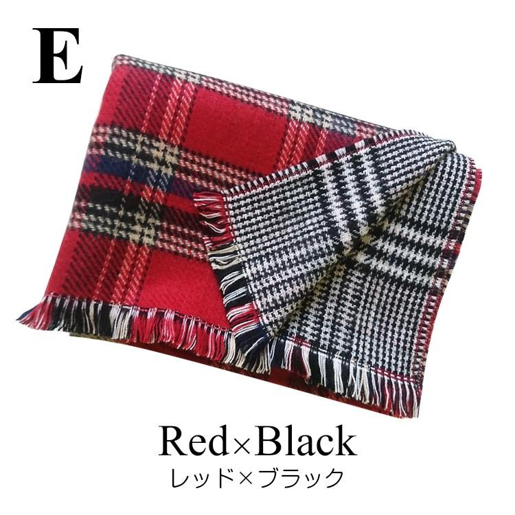 ストール レディース チェック 千鳥格子 マフラー 大判 リバーシブル