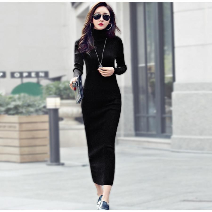 ニットワンピース レディース 春夏秋冬 新作 タートルネック  