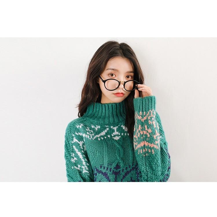 PICONE グリーン ハイネックセーター PICONE グリーン ハイネックセーター 変化編みハイネック