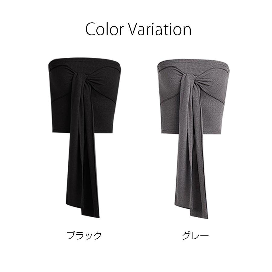 2wayリボン付きリブチューブトップ ベアトップ トップス レディース 春