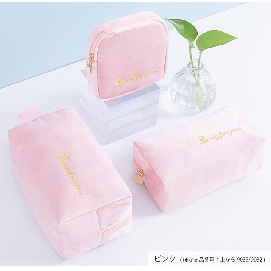 化粧ポーチ メイクポーチ 小物入れ ベロア 大容量 ペンケース ブラック