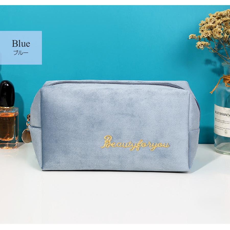 化粧ポーチ メイクポーチ 小物入れ ベロア 大容量 旅行 ブラック