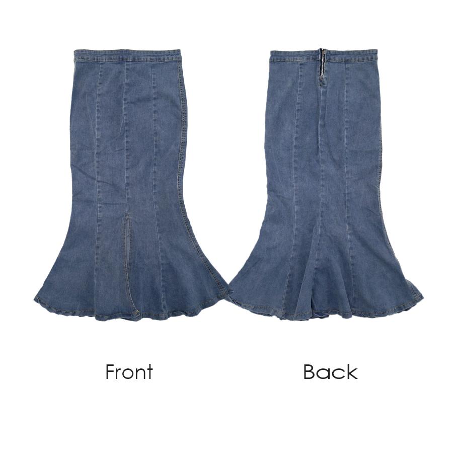 デニムスカート ロング丈 マーメイドライン スリット タイトスカート カジュアル キレイめ 無地  S M L XL JOCOSA 9103 |  | 16