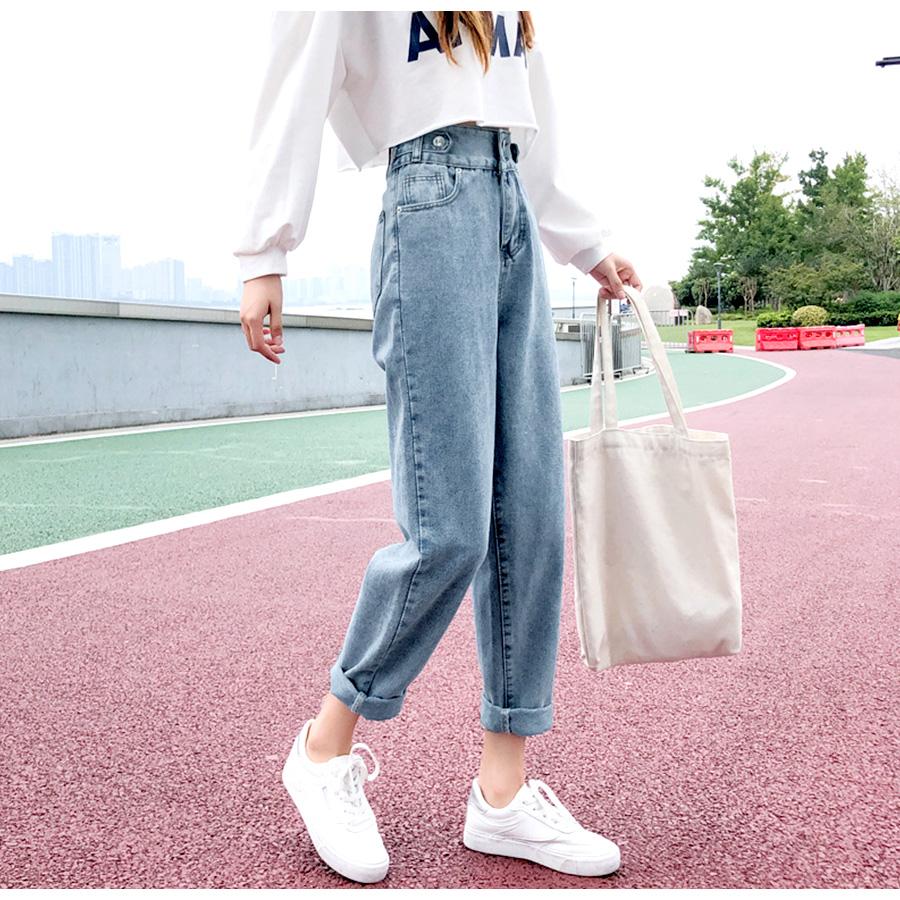 デニムパンツ ハイウエスト テーパード 飾り ボタン ハイライズ デニム