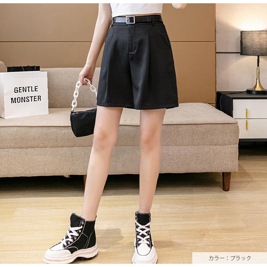 ショートパンツ タック ボトムス ボタン ポケット 韓国ファッション
