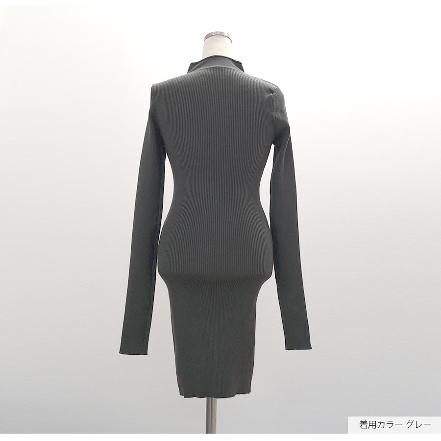 ニットワンピース ファスナー 指穴 ボトルネック リブ ワンピース 黒 灰 青 ブラック グレー ライトブルー ブルー キャメル フリーサイズ JOCOSA 9234 |  | 14