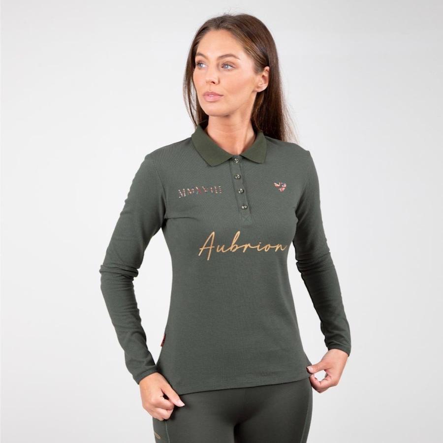 乗馬 ポロシャツ Aubrion チーム 長袖 レディース 乗馬用品 馬具
