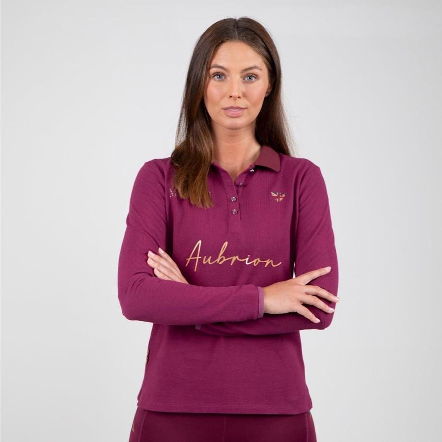 乗馬 ポロシャツ Aubrion チーム 長袖 レディース 乗馬用品 馬具