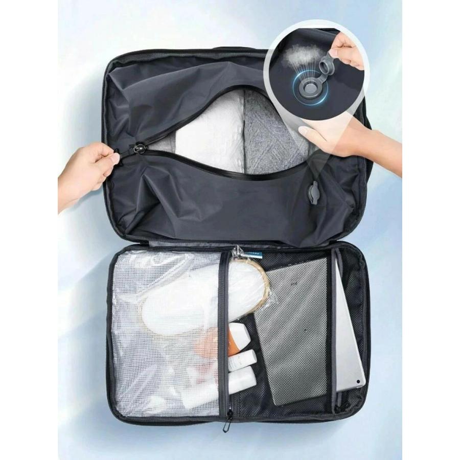 真空圧縮 リュック ポンプ付き エア真空 バックパック メンズ 17インチ