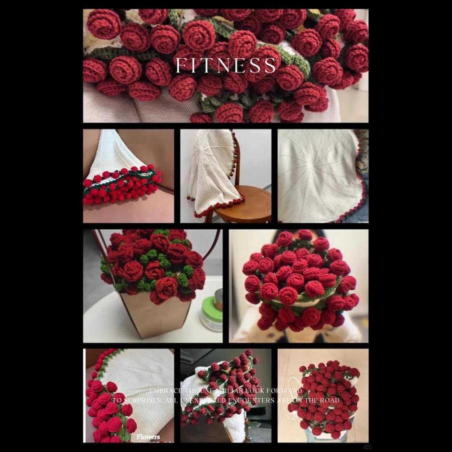 花束ブランケット ブーケブランケット かぎ針編み・ニット製・手編み