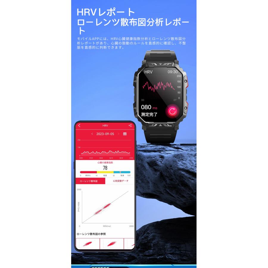 スマートウォッチ 日本製 センサー ECG+HRV心電図 血中酸素 血圧測定 通話機能 歩数計 心拍数 軍用規格 IP68防水 2024最新 日本語｜joe-888｜14