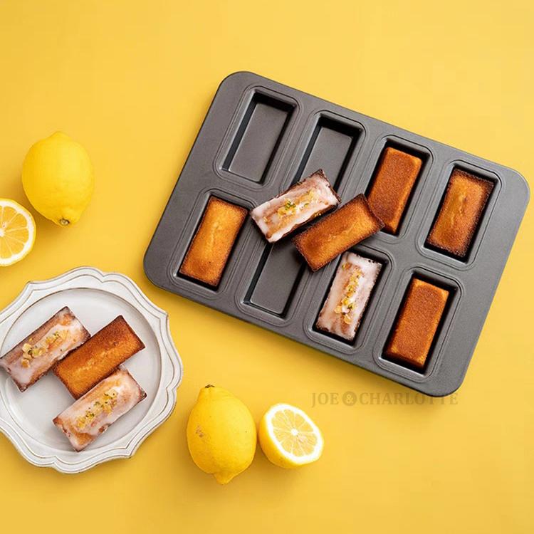 フィナンシェ型】8Pモールド 離れ抜群 シリコン加工天板 炭素鋼金属製