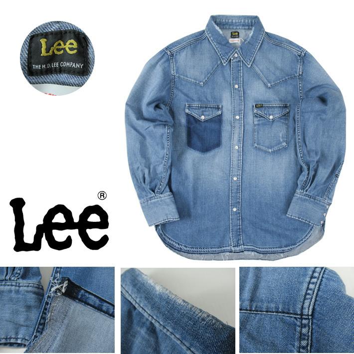 ウエスタンシャツ　レザー　シュー　デニムシャツ　MADE IN USA Lee（リー） デニムウエスタンシャツ USED COMPILATIONS LM9806-136