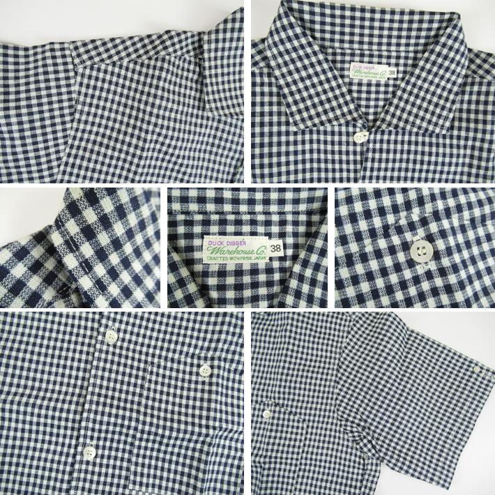WAREHOUSE（ウエアハウス） Lot 3091 S/S OPEN COLLAR SHIRTS ギンガム