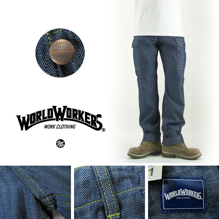 ワールドワーカーズ ヘリンボーン ファティーグパンツ/DHカモ M 日本製 WORLD WORKERS（ワールドワーカーズ） カーゴパンツ ヘリンボーン