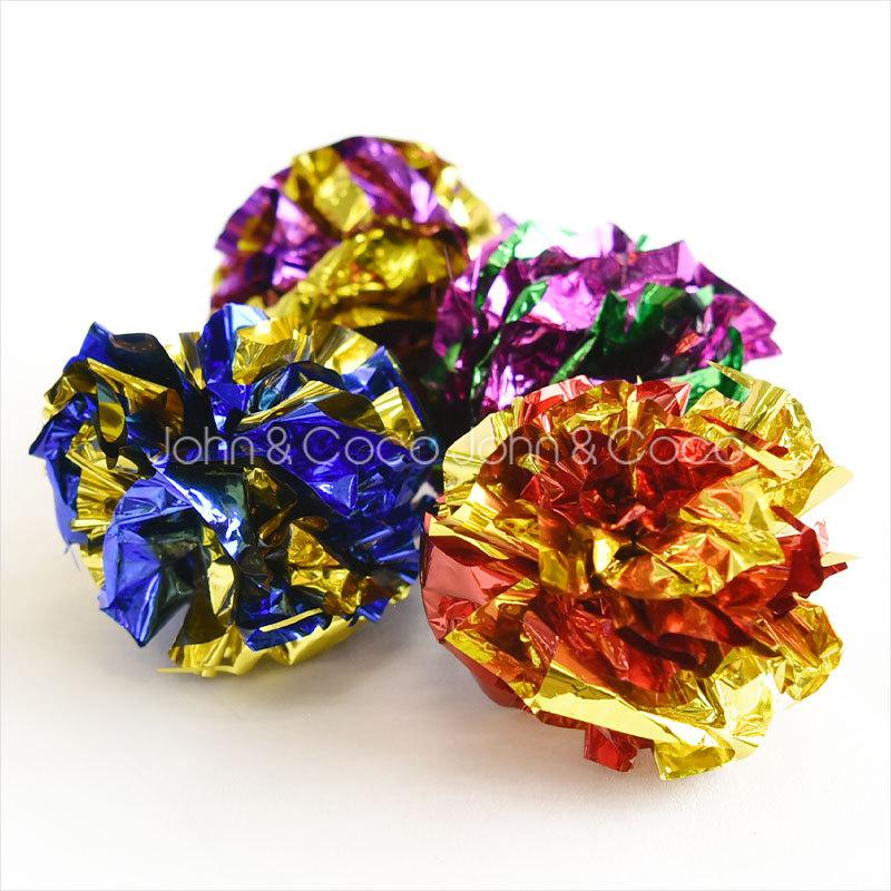 カシャカシャボール 4P 猫のおもちゃ キャットトイ : 犬と猫の