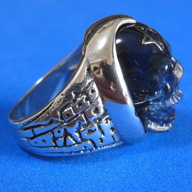 髑髏スカルデザイン リング 指輪 ブルーレジン&シルバー925製