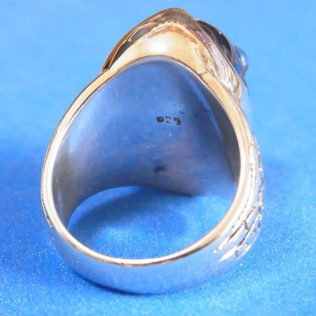 髑髏スカルデザイン リング 指輪 ブルーレジン&シルバー925製