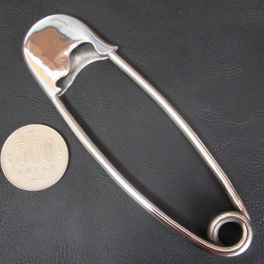 シルバ−925製 特大 安全 ピンシンプル 無地 プレーン 鏡面 キー