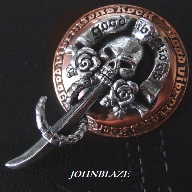 コンチョ ネジ式 スカルモンスター ローズ ダガー 薔薇 剣 髑髏 シルバ