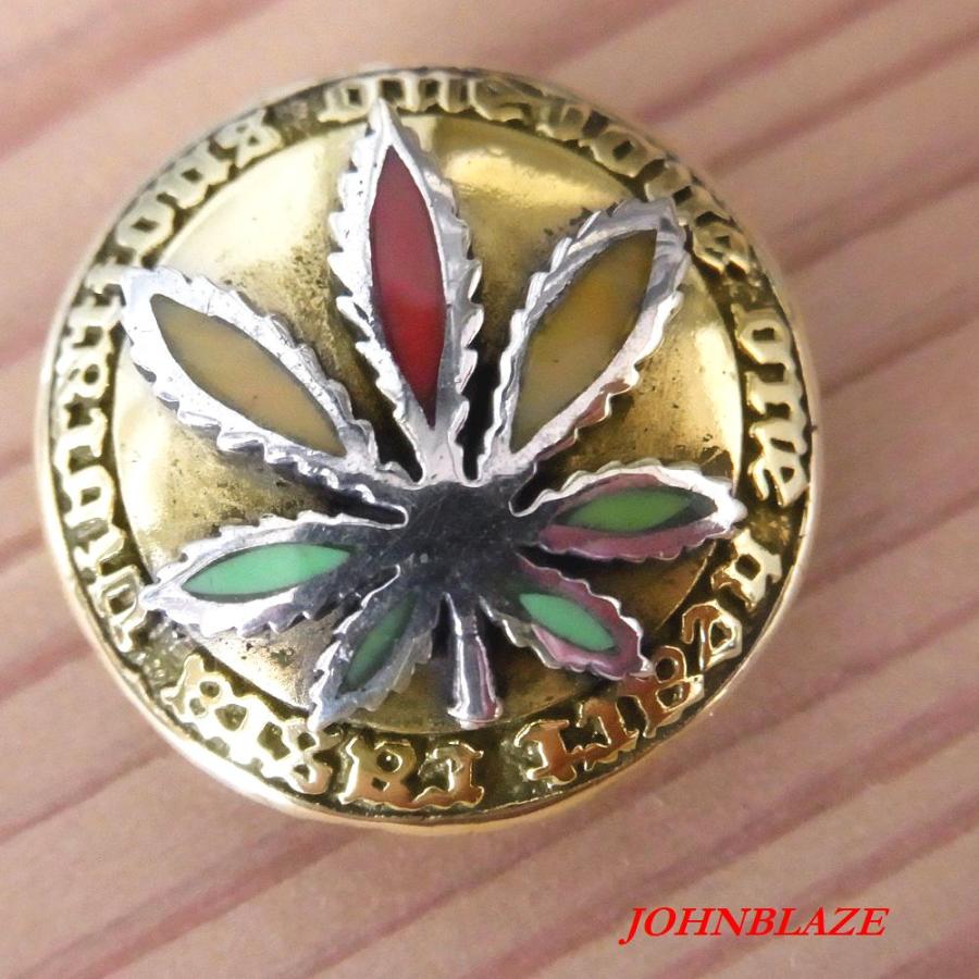 コンチョ ネジ式 RASTA ラスタカラー カンナビス ガンジャ シルバ−925