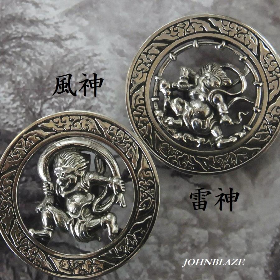 コンチョ パーツ ネジ式 風神 雷神 風袋 連鼓 屏風画 日本 和 半裸鬼面