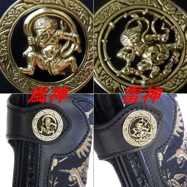 飾りボタン コンチョ ネジ式 金色 風神 雷神 風袋 連鼓 屏風画 日本 和