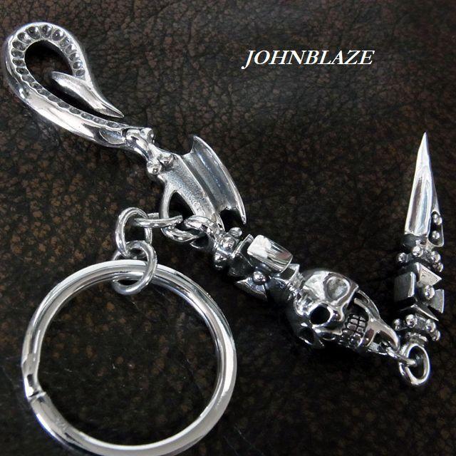シルバ−925製 キーチェーン キーホルダー キーリング ハード系 スカル 髑髏 ガイコツ ダガー 剣 戦士 ウォリアー 鍵 ジョイントパーツ  ベルトループ :JMG-016:JOHNBLAZE - 通販 - Yahoo!ショッピング