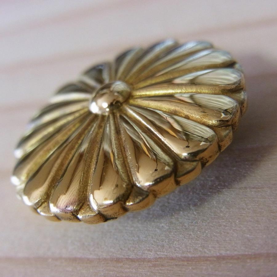 金色の真鍮製 コンチョ ネジ式 ネジ 菊紋 直径24mm 小 菊御紋 菊花紋章