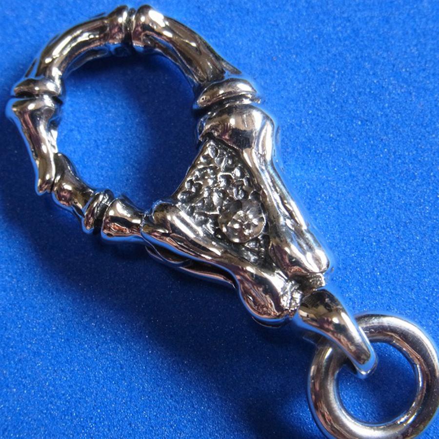 シルバー925製 骨 ボーンデザイン フック クラスプ プッシュオープン式