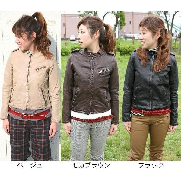 ライダースジャケット ジョンブル ベージュ ラムレザー】ジョンブル