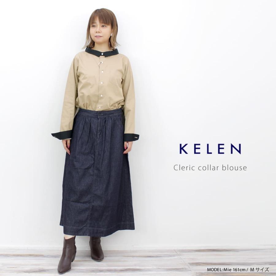 Kelen（ケレン） クレリックカラーブラウス バックフレアブラウス 長袖
