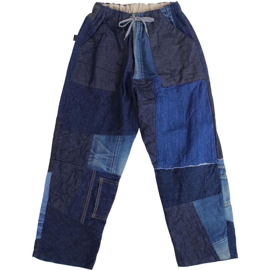 パッチワークデニムパンツ rebear by ジョンブル rebear by Johnbull】パッチワークストレートデニムパンツ