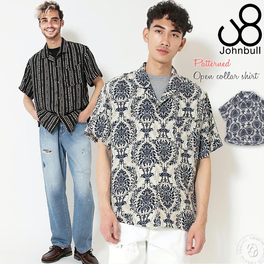 Johnbull（ジョンブル） 半袖シャツ メンズ パターンオープンカラー